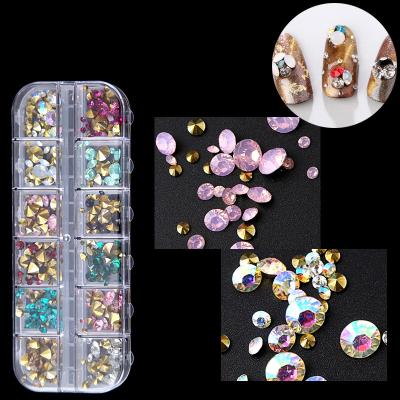 China Non-PVC the new Nail Art Mixed Jewelry 12-Grid headed rhinestone set, acute rhinestone for sale