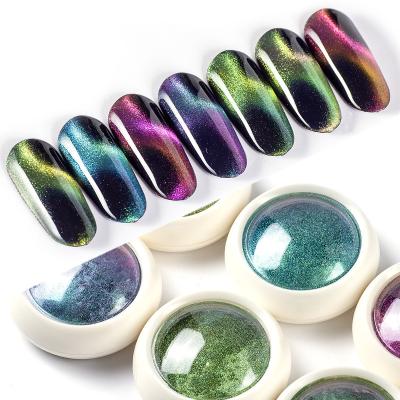 China Easy Apply Magic Glitter Nail Powder Cat Eye Nail Polish Powder Laser Mirror Factory Supply Wholesale Nail Powder for sale