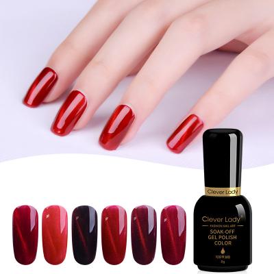 China Non-Toxic Flame Red Wine Plot Red Nail Gel Polish Glazed Nail Gel 6 Colors Available for sale