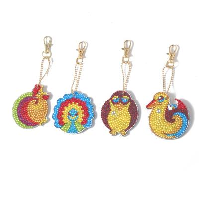 China Portable Amazon Diamond Key Chain Ring Bird Decor Kits Crystal Decoration Diamond Buckle Decor Mosaic Artwork for sale