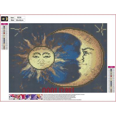 China Cartoon Factory Supply Home Decoration Sun And Moon Picture Diy Diamond Oil Painting By Numbers for sale