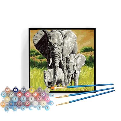 China Modern Art Oil Painting By Numbers Animal Elephant Good Quality DIY Painting By Numbers for sale