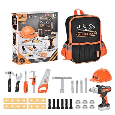 China Electronic Toy 28 PCS Item New Kids Electronic Drill Tool Kit Pretend Storage Bag Game Construction Toy for sale