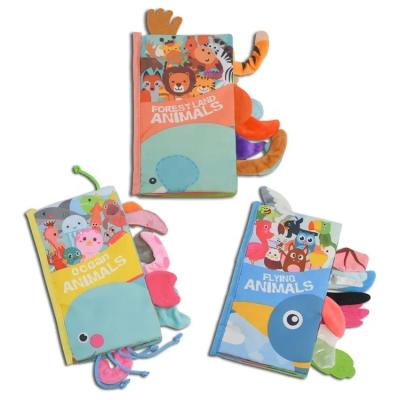 China Soft Touch Cloth Early Educational Animal Cloth Activity Soft Tail Baby Book for sale