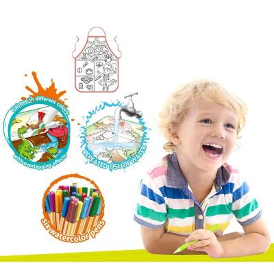 China Kids Apron Set DIY Painting Apron Drawing Kids Drawing Reusable Doodle Toy for sale