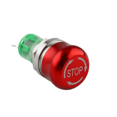 China Waterproof Aluminum Alloy XCE 16mm 5A 250V Emergency Stop Push Button Switch Mushroom Head With Pin Terminal 1NO1NC Aluminum Alloy for sale