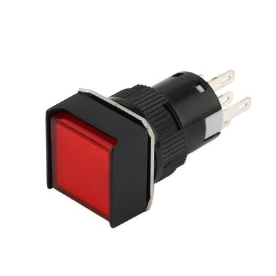 China PC XCE 16mm Momentary/Latching Main Square 1NO1NC Push Button Switch With LED Light Illumination 3A 250VAC Pin Terminal LA16 for sale