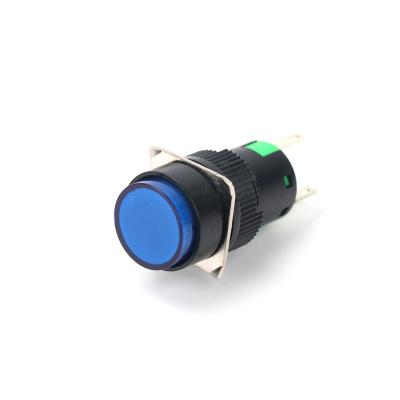 China PC XCE 16mm Momentary/Latching 1NO1NC Round Head Plastic Push Button Switch With LED Light Illumination 3A 250VAC Pin Terminal for sale