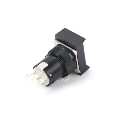 China PC XCE High Quality 16mm Momentary/Latching 1NO1NC LED Push Button Switch 3A 250VAC Pin Rectangle Head Auto Plastic for sale