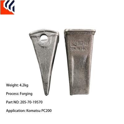 China Heavy Duty Excavator Bucket KOMATSU PC200 205-70-19570 Bucket Tooth Equipment Spare Parts Ripper Bucket Teeth for sale