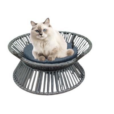 China Cat Nest Vine Woven Nest Four Seasons Enclosed Cat Bed Puff Woven Summer Cool Dog Nest Pet Basket for sale