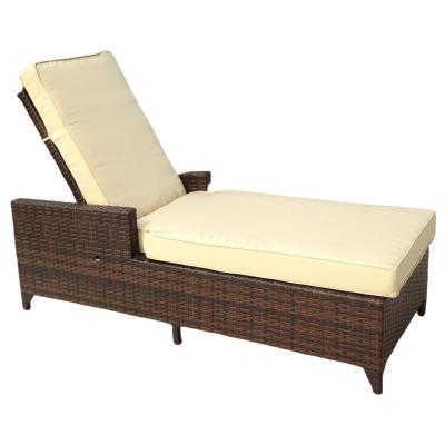 China Adjustable Outdoor Garden Beach Pool Rattan Lounger Sunbed Cushion Chair CE BSCI for sale