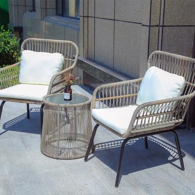 China Tuintafelstoelen Rattan Set Patio Eetstoel touw Geweven Strandstoel Hout Te koop