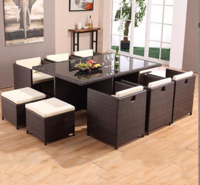 China 10 Seater Rattan Dining Table Set Wicker Dining Coffee Stack Table Round Sofa for sale