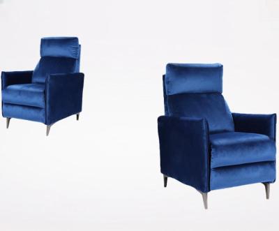 China Vintage Blue Velvet Pull Out Cama Sofas Recliner Sofá Individual Sala de estar Escritório à venda