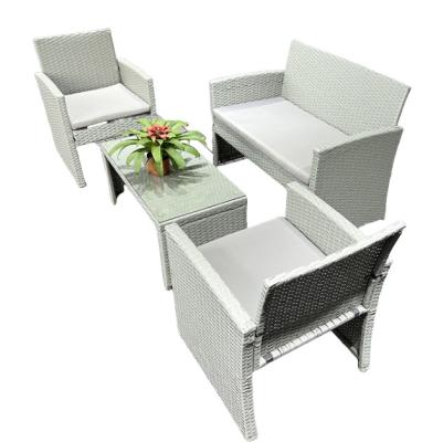 China White Rattan Superior Garden Patio Set 4pc Wide Armrest Sofa Set Chair Table Set for sale