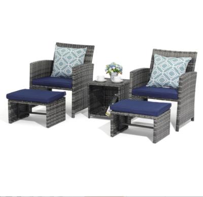 China Luxury Rattan Garden Sofa Sets Furniture Wicker Outdoor Chairs Table Ottoman for sale