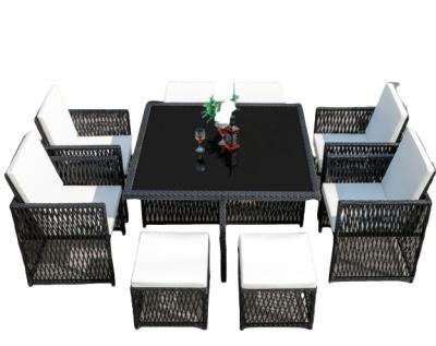 China Patio Tafel En Stoel Vierkante Rattan Eet Set Wicker Garden Restaurant Rattan Te koop