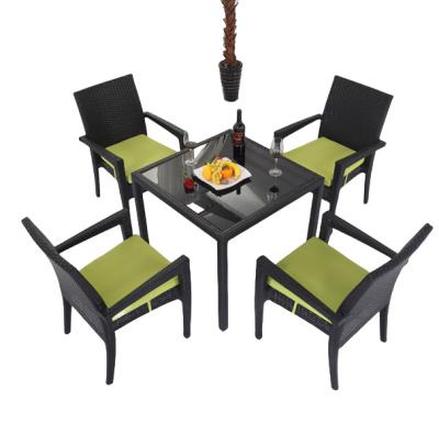 China Zwarte Wicker Patio Eettafel Tuin Restaurant Eettafel Set Te koop