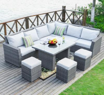 Cina Pe 3 pezzi Patio Wicker Rattan Divano Set Tavolo da pranzo esterno Sedie Mobili Set in vendita