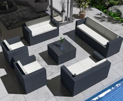 China 5 Seater Grey Rattan Corner Sofa Garden Sectional Patio Wicker Rattan Sofa Modern for sale