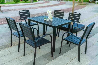 Cina 7 Pieces Extendable Modern Black Patio Restaurant 9 Piece Dining Sets Outdoor Garden Porch Aluminum Table and 8 Seater in vendita