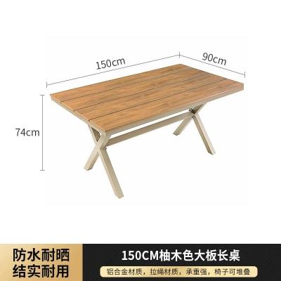 China Mesa y silla al aire libre balcón Jardín abierto patio impermeable ocio al aire libre silla de cuerda de tira creativa mesa de madera de aleación de aluminio plástico en venta