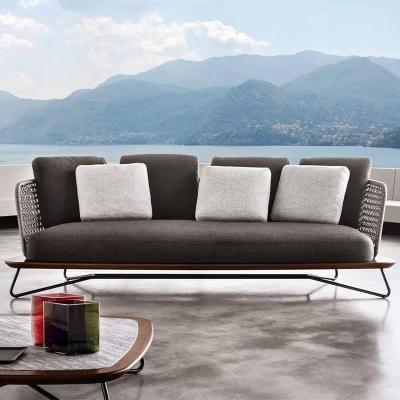 China Nordic outdoor sofa, binnenplaats teakhouten rattan sofa set, villa wicker sofa, openluchttuin outdoor meubels Te koop