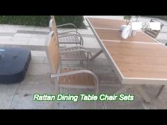 outdoor poly wooden dining table and chairs plastic wood patio table and chair set 5 pieces set