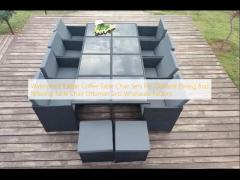 Waterproof Rattan Coffee Table Chair Sets For Outdoor Dining And Relaxing Table Chair Ottoman Sets Wholasale Factory