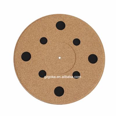 China 2021 NEW high quality cork/rubber/EVA Turntable Record Player Mat with 3mm vinyl record label recess in center for sale