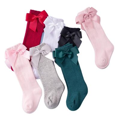 China Socksmate Antibacterial Baby Socks Big Knee-Length Socks Bow Dress Pink for sale