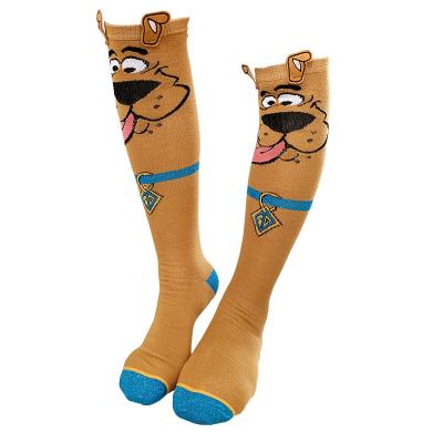 China Socksmate Wholesale 3D QUICK DRY Dog Knitted Cotton Long Tight High Compression Game Cartoon Women Glitter Socks Comfy Bottom for sale