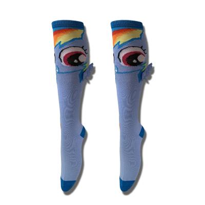 China Socksmate 3D QUICK DRY Wings Novelty Cartoon Blue Unicorn Eager Women High Hoops Stockings 100% Cotton Color Loose Chinese Socks for sale