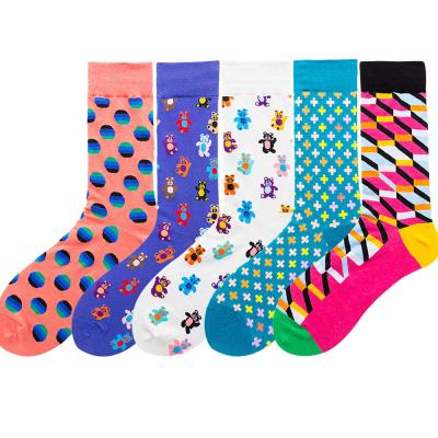 China Fashion Socksmate Fashion Women Fun Cartoon Toy Bear Girl Colorful QUICK DRY Teenage Crew Dress White Geometric Socks for sale