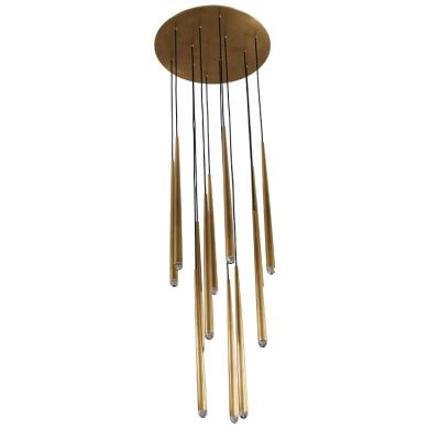 China Contemporary Brass drop chandelier for staircase pendant light decorative lighting for modern style for sale