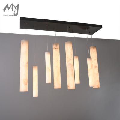 China Traditional Alabaster long chandelier alabaster drop pendant for dining room kitchen room alabaster lighting for sale