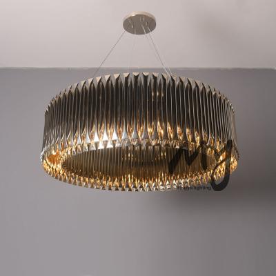 China Modern Modern Chandelier for Living Room Stainless Steel Hotel Pendant Polished Plated Round Chandelier for sale