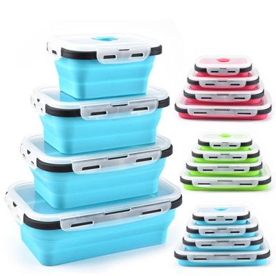 China 350ml 500ml 800ml 1200ml 1600ml Hot Selling Microwavable Silicone Food Bowls Microwave Collapsible Silicone Food Storage Container for sale