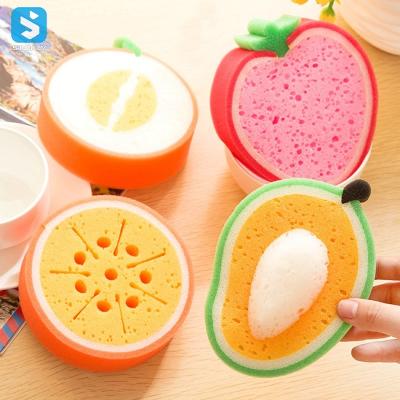 China Viable Hot Selling Kitchen Cartoon Fruit Sponge Dish Towels Kitchen Sponge Cleaning Dish Towels for sale