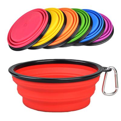 China Portable Dog Stored Cat Bowl Folding Silicone Puppy Pet Bowl Solid Color Dog Bowls Container for sale