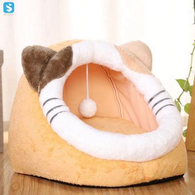 China Hot Selling Dog Stocked Cat Bed House Removable Washable Cat Bed Sofa Luxury Cozy Amazon Pet Indoor Living Room Large for sale