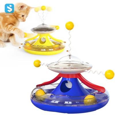 China Hot Selling Viable Kitten Rotation Cat Toys Multi Rotating Pet Cat Self Play Christmas Toys Work Pet Feeding Toy for sale