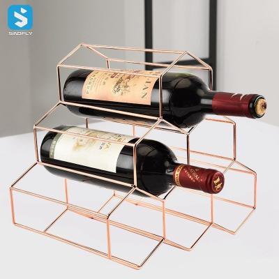 China New Style Stocked Nordic Honeycomb Shape Stackable Free Standing Wine Rack Metal Iron Wine Bottle Rack for sale