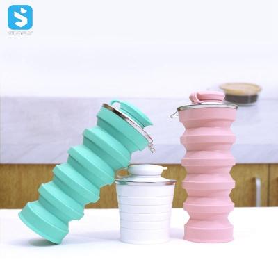 China Stored Portable Hot Selling BPA Folding Water Bottle BPA Free Collapsible Cup Silicon Drinking Cup for sale