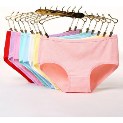 China American Wholesale Antibacterial Breathable Solid Women Hippie Sports Underwear 100%Cotton Brief Women Panties for sale