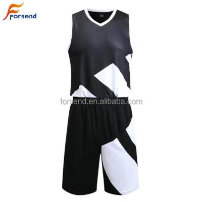 China Black Color Design Basketball Tank Top Uniforms Sportswear Logo Printed Custom Cheap Basketball Sets for sale