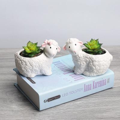 China Ceramic Flower Pot Small Succulent Desktop Sheep Flower Balcony Green Plant Corrosion Gardening Desktop Ceramic Flower Pot for sale