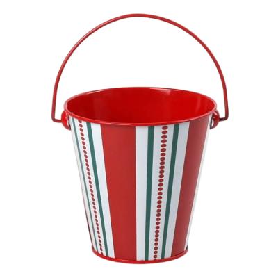 China Europe Festival Decoration Barrel Celebration Mini Christmas Candy Iron Bucket Gift for sale