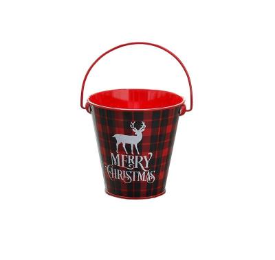 China Europe Festival Celebration Christmas Candy Small Iron Bucket for sale